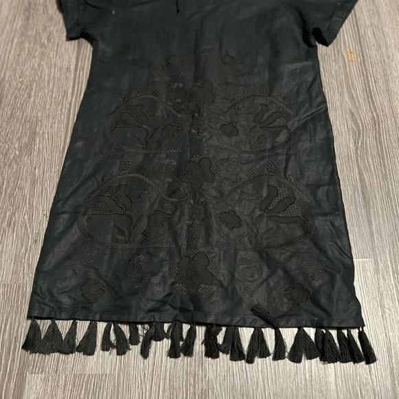 Madewell Black Dress with Tassel Hem - Picture 4 of 9